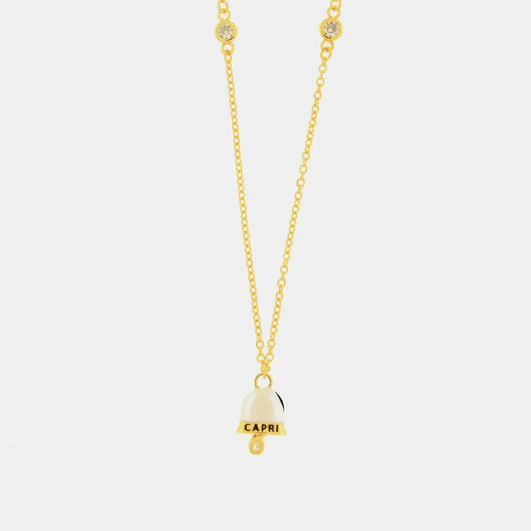 Collana in Argento 925 con campanella bianca con scritta Capri — collezione piazzetta 925