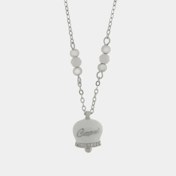 Collana in Argento 925 con campanella bianca con scritta Capri — collezione piazzetta 925