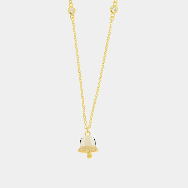 Collana in Argento 925 con campanella bianca pendente e zirconi — collezione piazzetta 925