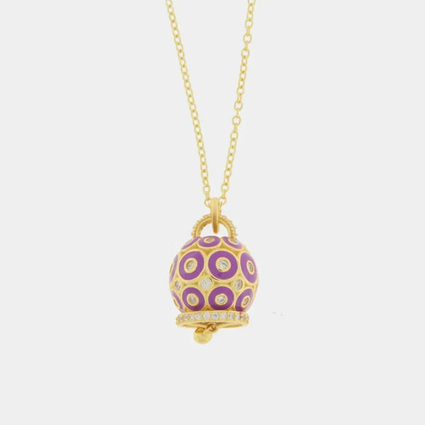 Collana in Argento 925 con campanella con cerchi viola e zirconi — collezione piazzetta 925