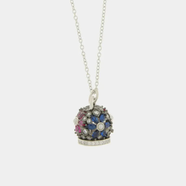 Collana in Argento 925 con campanella con fiori di zirconi — collezione piazzetta 925