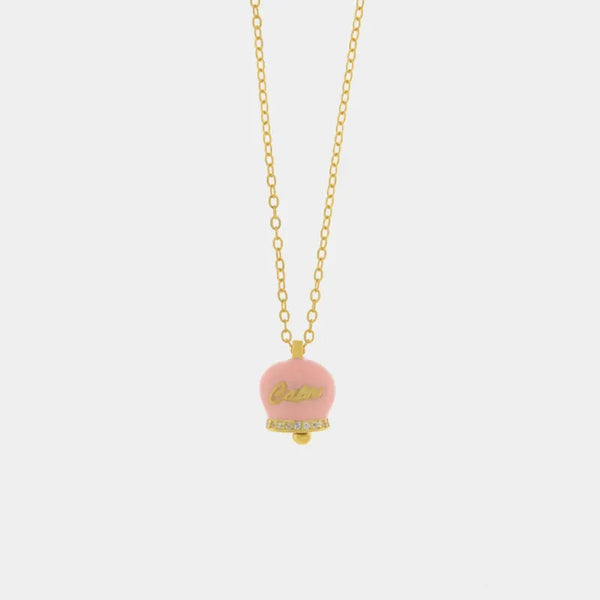 Collana in Argento 925 con campanella rosa Capri e zirconi — collezione piazzetta 925