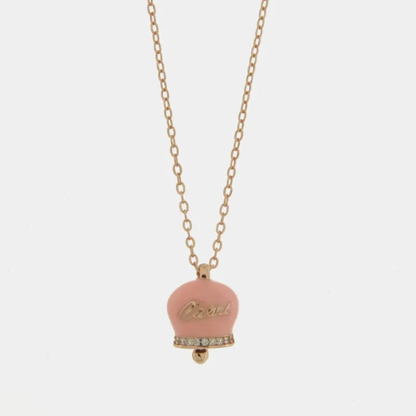 Collana in Argento 925 con campanella rosa Capri e zirconi — collezione piazzetta 925