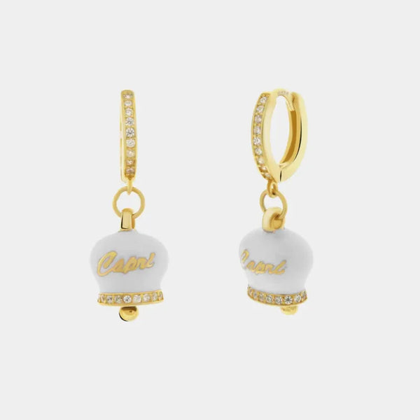Orecchini in Argento 925 con campanella bianca Capri e zirconi — collezione piazzetta 925