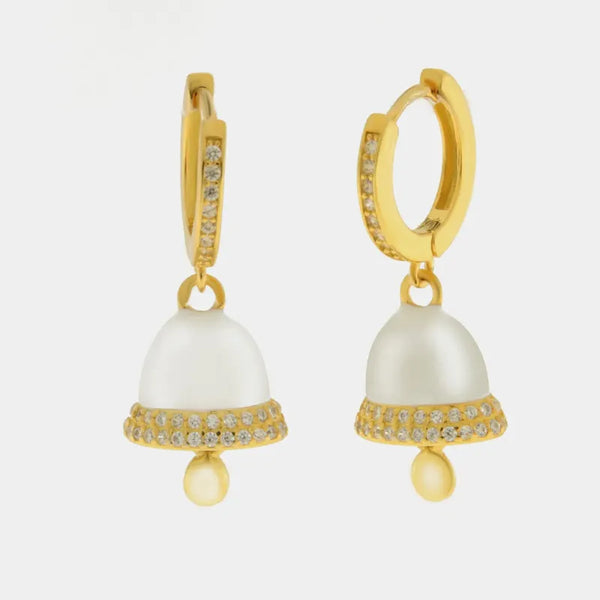 Orecchini in Argento 925 con campanella bianca e zirconi — collezione piazzetta 925