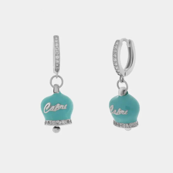 Orecchini in Argento 925 con campanella Capri azzurra e zirconi — collezione piazzetta 925