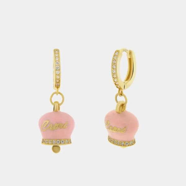 Orecchini in Argento 925 con campanella rosa Capri e zirconi — collezione piazzetta 925