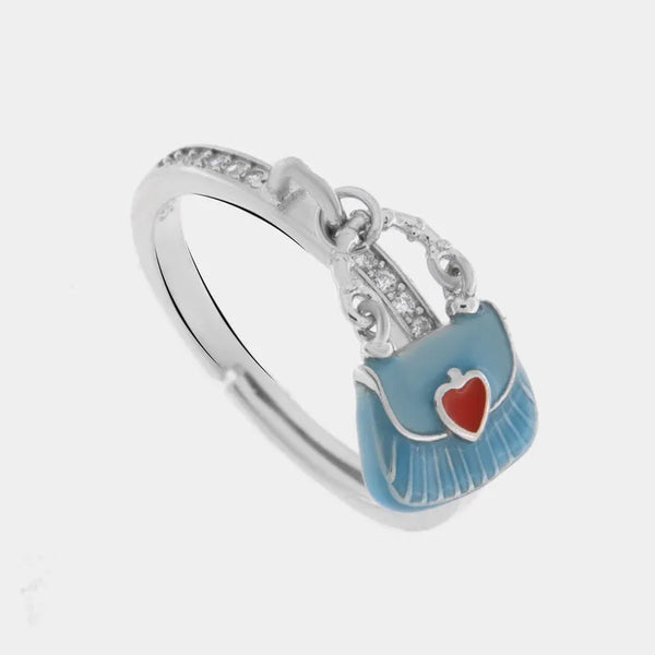 Anello in Argento 925 con borsetta azzurra — collezione san michele