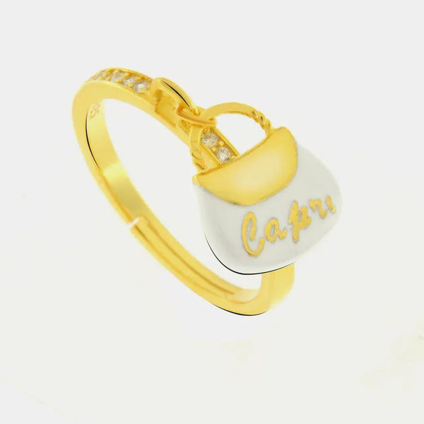 Anello in Argento 925 con borsetta bianca — collezione san michele