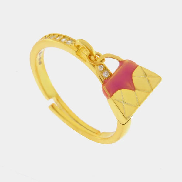 Anello in Argento 925 con borsetta rosa — collezione san michele
