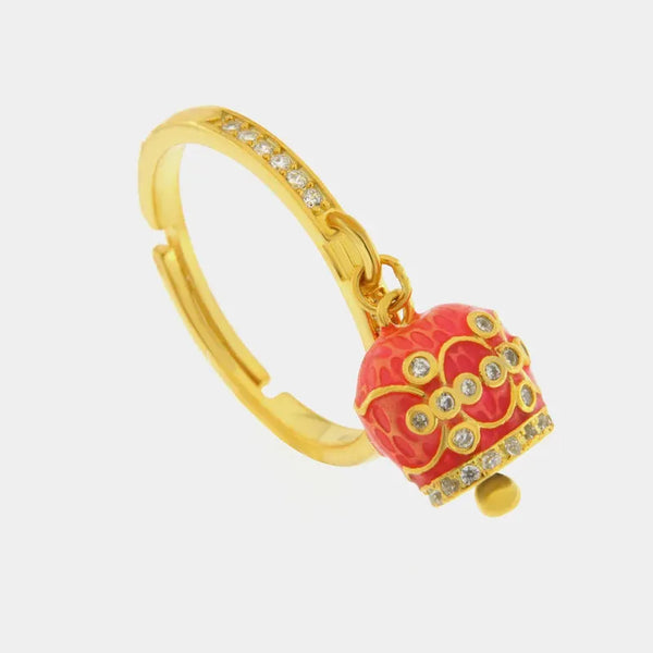 Anello in Argento 925 con campanella arancio — collezione san michele