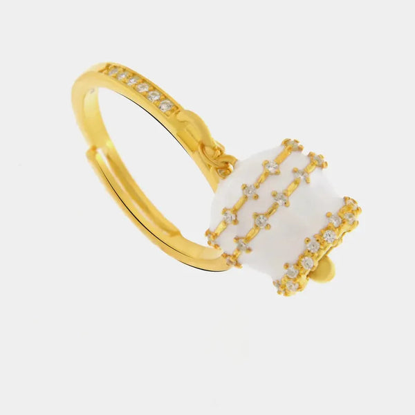 Anello in Argento 925 con campanella bianca — collezione san michele