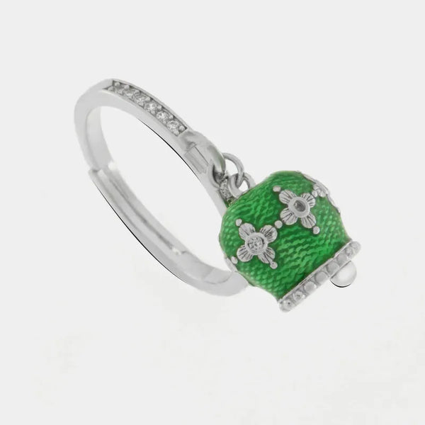 Anello in Argento 925 con campanella verde — collezione san michele