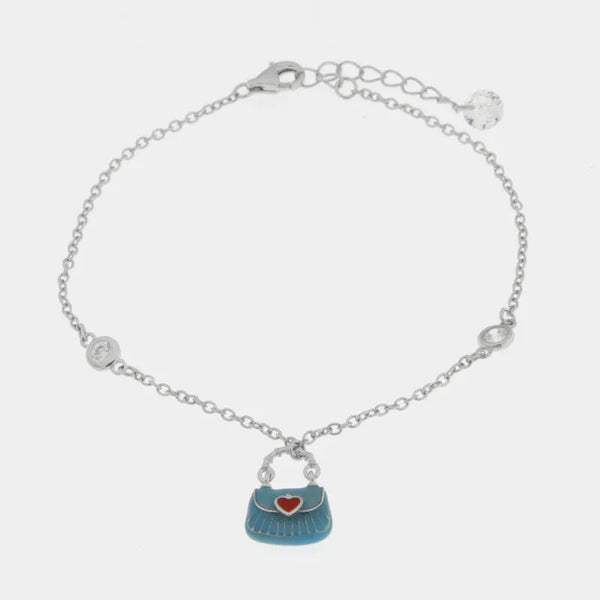 Bracciale in Argento 925 con borsetta azzurra — collezione san michele