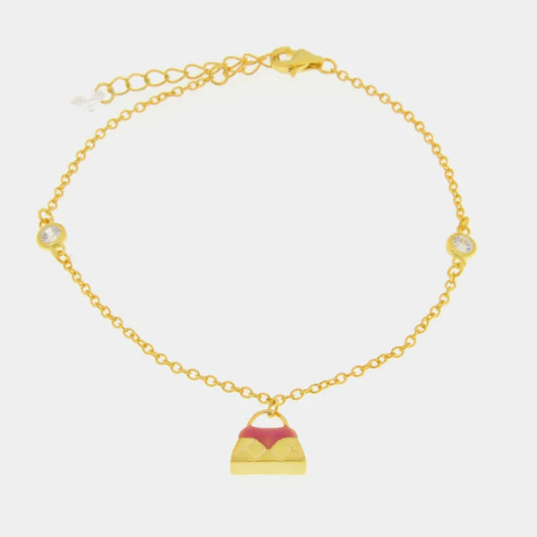 Bracciale in Argento 925 con borsetta rosa — collezione san michele