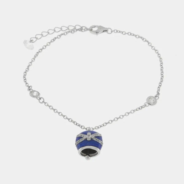 Bracciale in Argento 925 con campanella blu — collezione san michele