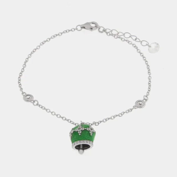 Bracciale in Argento 925 con campanella verde — collezione san michele
