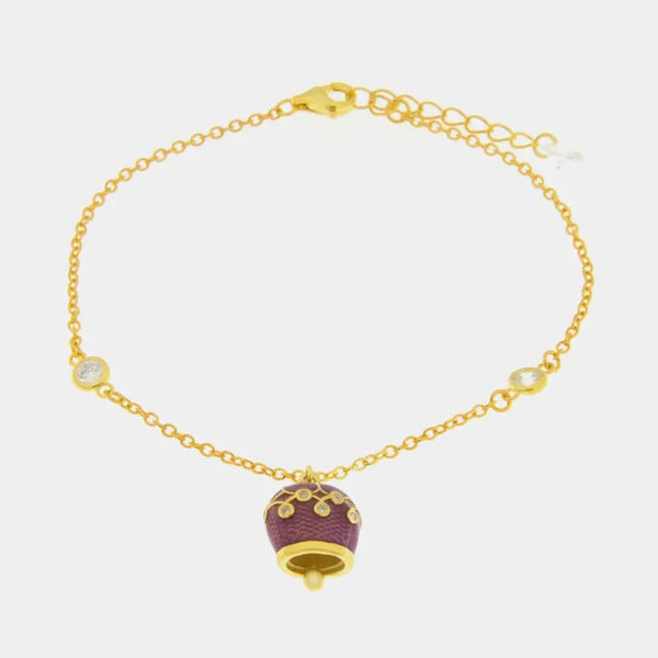 Bracciale in Argento 925 con campanella viola — collezione san michele