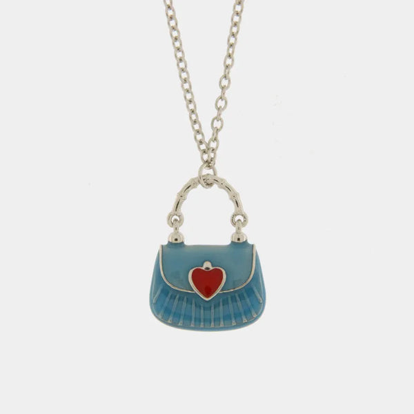 Collana in Argento 925 con borsetta azzurra — collezione san michele