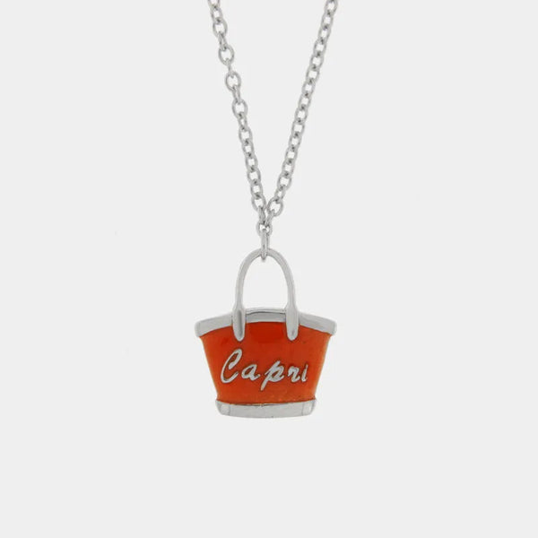 Collana in Argento 925 con borsetta rossa — collezione san michele