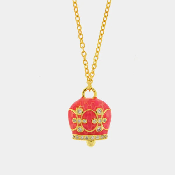 Collana in Argento 925 con campanella arancio — collezione san michele