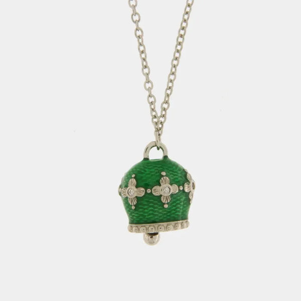 Collana in Argento 925 con campanella verde — collezione san michele