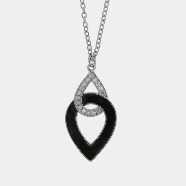 Collana in Argento 925 gocce intrecciate con smalto nero e zirconi — collezione san michele