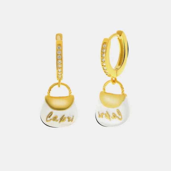Orecchini in Argento 925 con borsetta bianca — collezione san michele