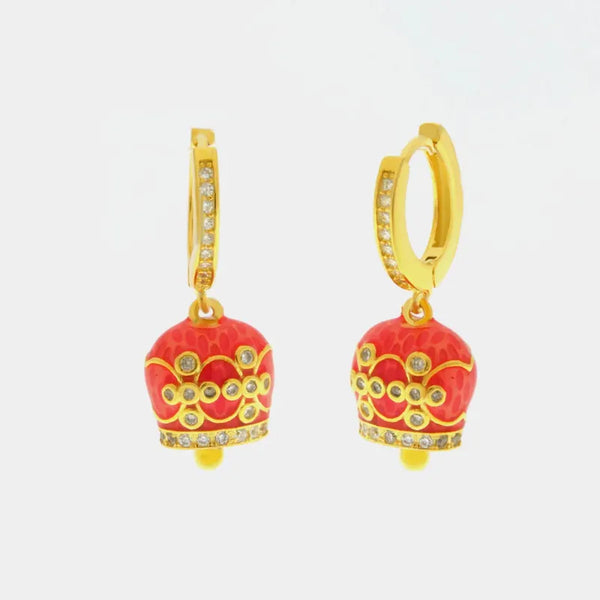 Orecchini in Argento 925 con campanella arancio — collezione san michele