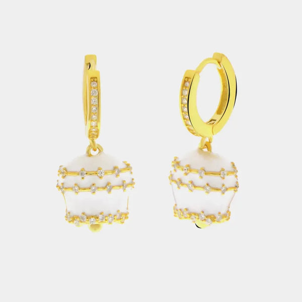 Orecchini in Argento 925 con campanella bianca — collezione san michele