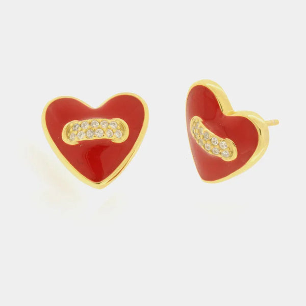 Orecchini in Argento 925 con cuore rosso e zirconi — collezione san michele
