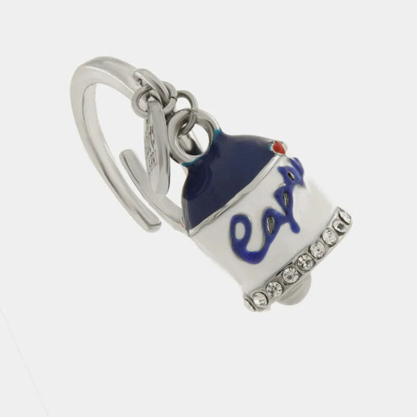 Anello in Acciaio campanella Capri blu e bianca — collezione solaria