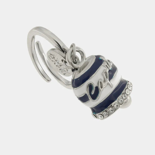 Anello in Acciaio campanella Capri con  strisce blu — collezione solaria