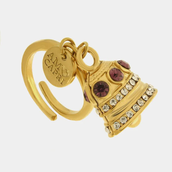 Anello in Acciaio campanella con pois — collezione solaria