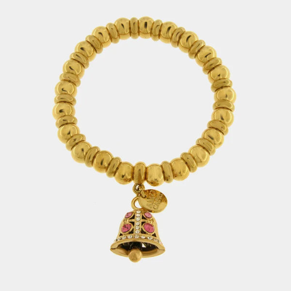 Bracciale in Acciaio campanella Capri con pois rosa — collezione solaria