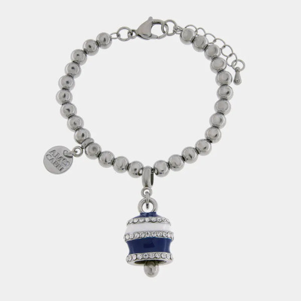 Bracciale in Acciaio campanella Capri con  strisce blu — collezione solaria