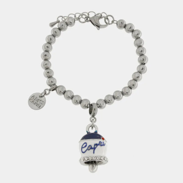 Bracciale in Acciaio campanella Capri con  strisce blu — collezione solaria