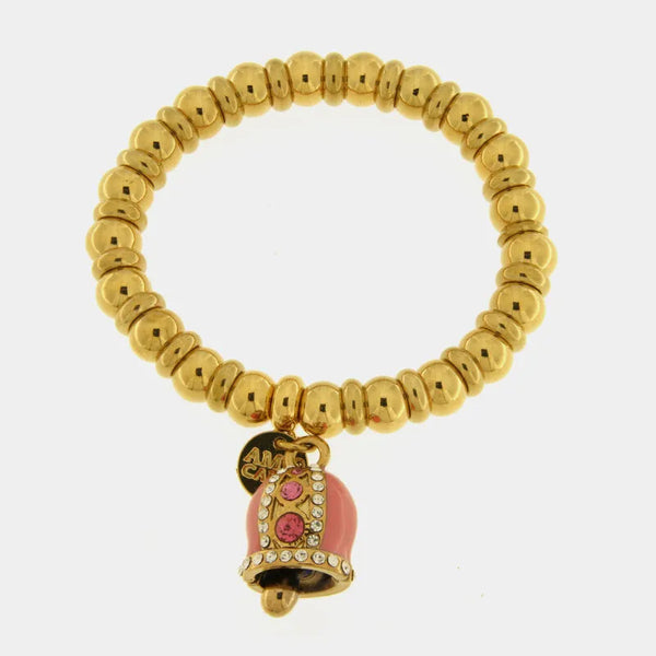 Bracciale in Acciaio campanella Capri rosa con pois — collezione solaria