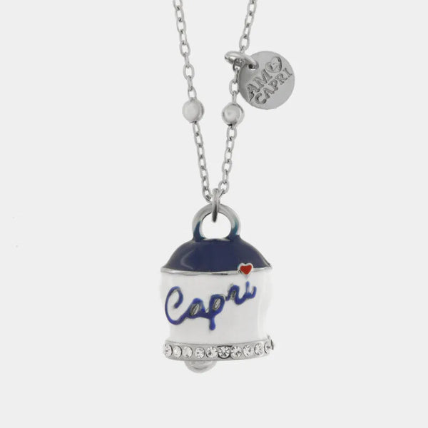 Collana in Acciaio campanella Capri blu e bianca — collezione solaria