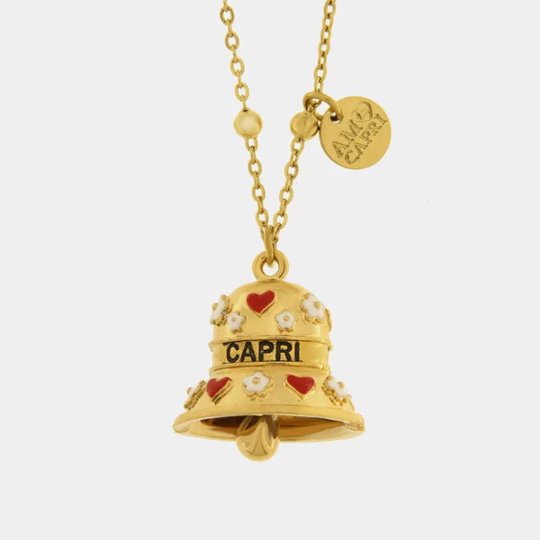 Collana in Acciaio campanella Capri con cuori e fiori — collezione solaria