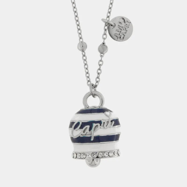 Collana in Acciaio campanella Capri con  strisce blu — collezione solaria