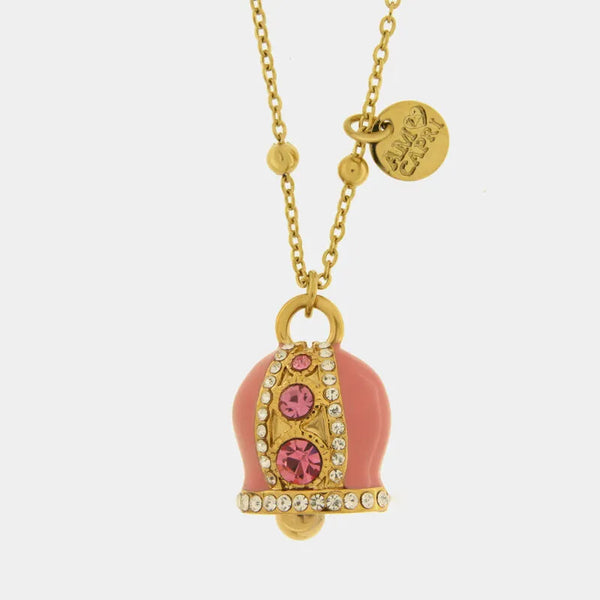 Collana in Acciaio campanella Capri rosa con pois — collezione solaria