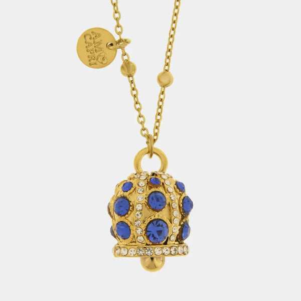 Collana in Acciaio campanella con punti luce blu — collezione solaria