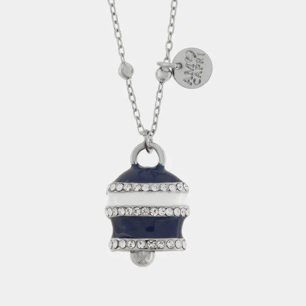 Collana in Acciaio campanella con strisce blu — collezione solaria