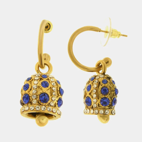 Orecchini in Acciaio campanella con punti luce blu — collezione solaria