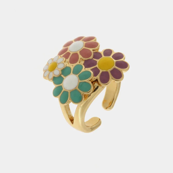 Anello in Metallo con margherite colorate — collezione tiberio