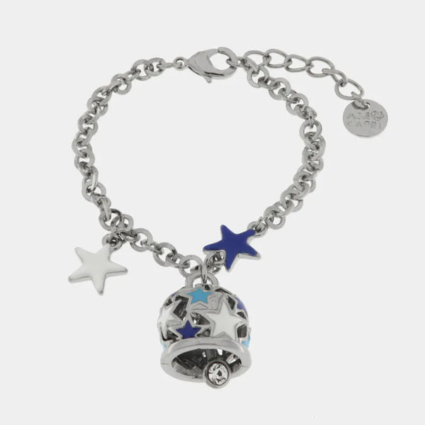 Bracciale in Metallo  campanella con stelle blu e bianche — collezione tiberio