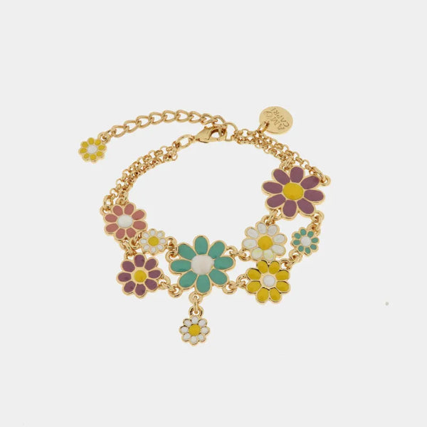 Bracciale in Metallo con doppie margherite colorate — collezione tiberio