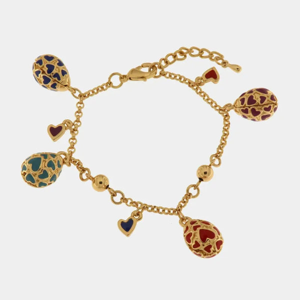 Bracciale in Metallo con uova impreziosito da cuori colorati — collezione tiberio