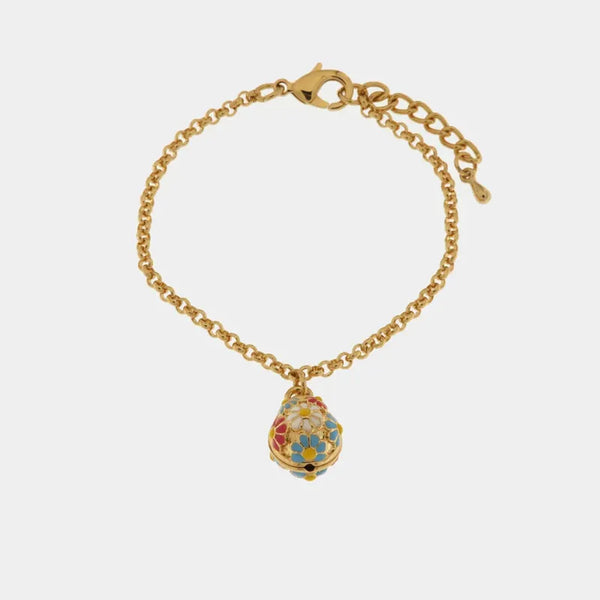 Bracciale in Metallo con uova impreziosito da fiori colorati — collezione tiberio